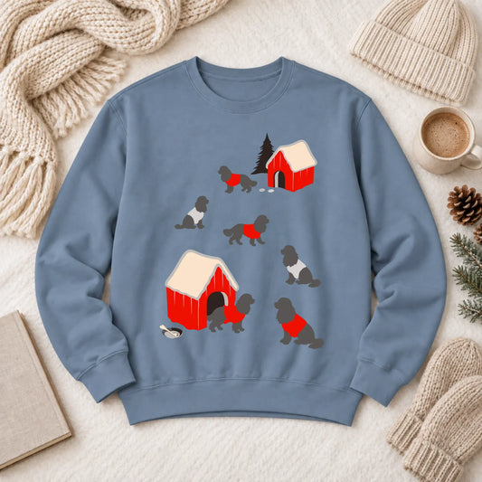 Cavalier King Charles Winter Snow Play Unisex Sweatshirt Blue Jean