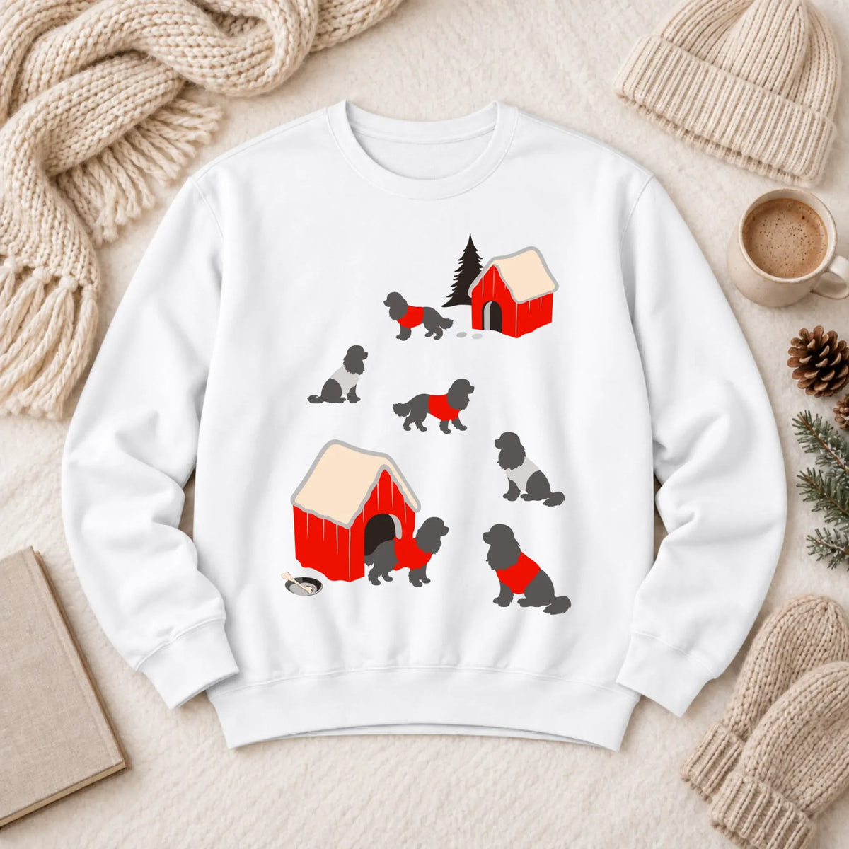 Cavalier King Charles Winter Snow Play Unisex Sweatshirt White