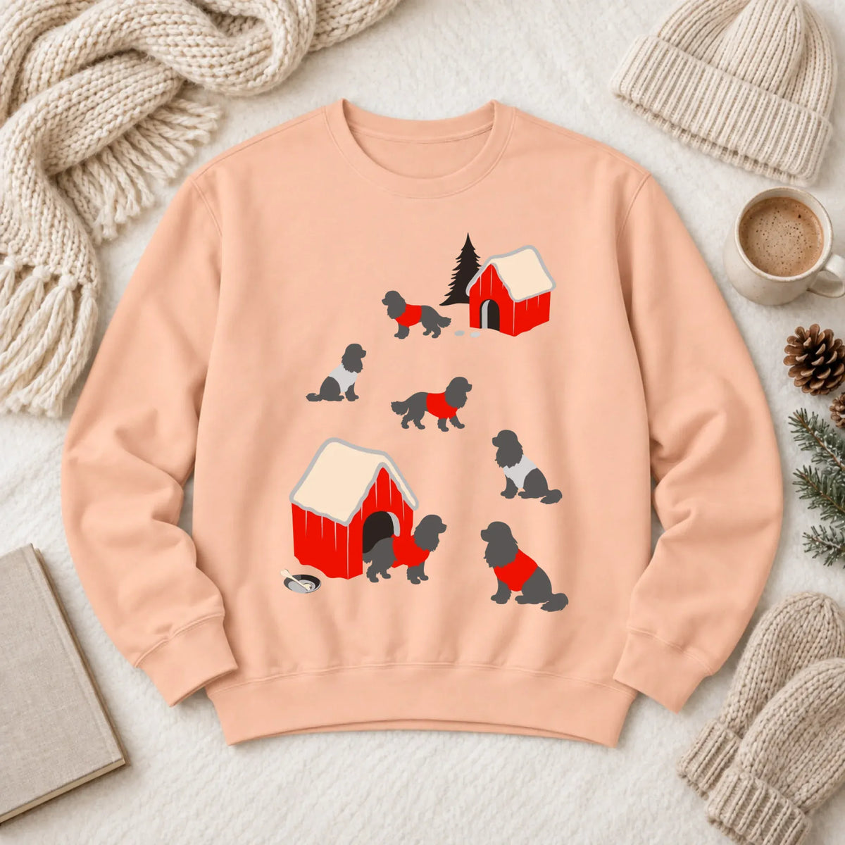 Cavalier King Charles Winter Snow Play Unisex Sweatshirt Peachy
