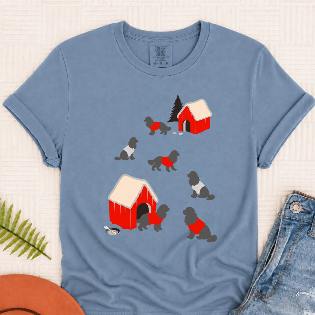 Cavalier King Charles Winter Snow Play Unisex Tshirt Blue Jean