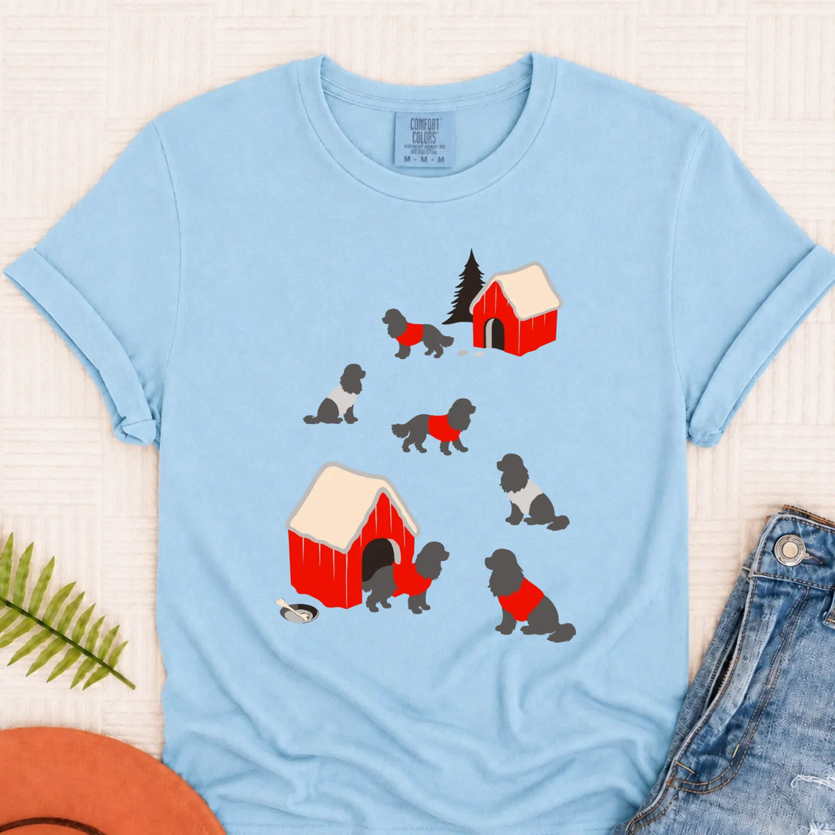 Cavalier King Charles Winter Snow Play Unisex Tshirt Chambray
