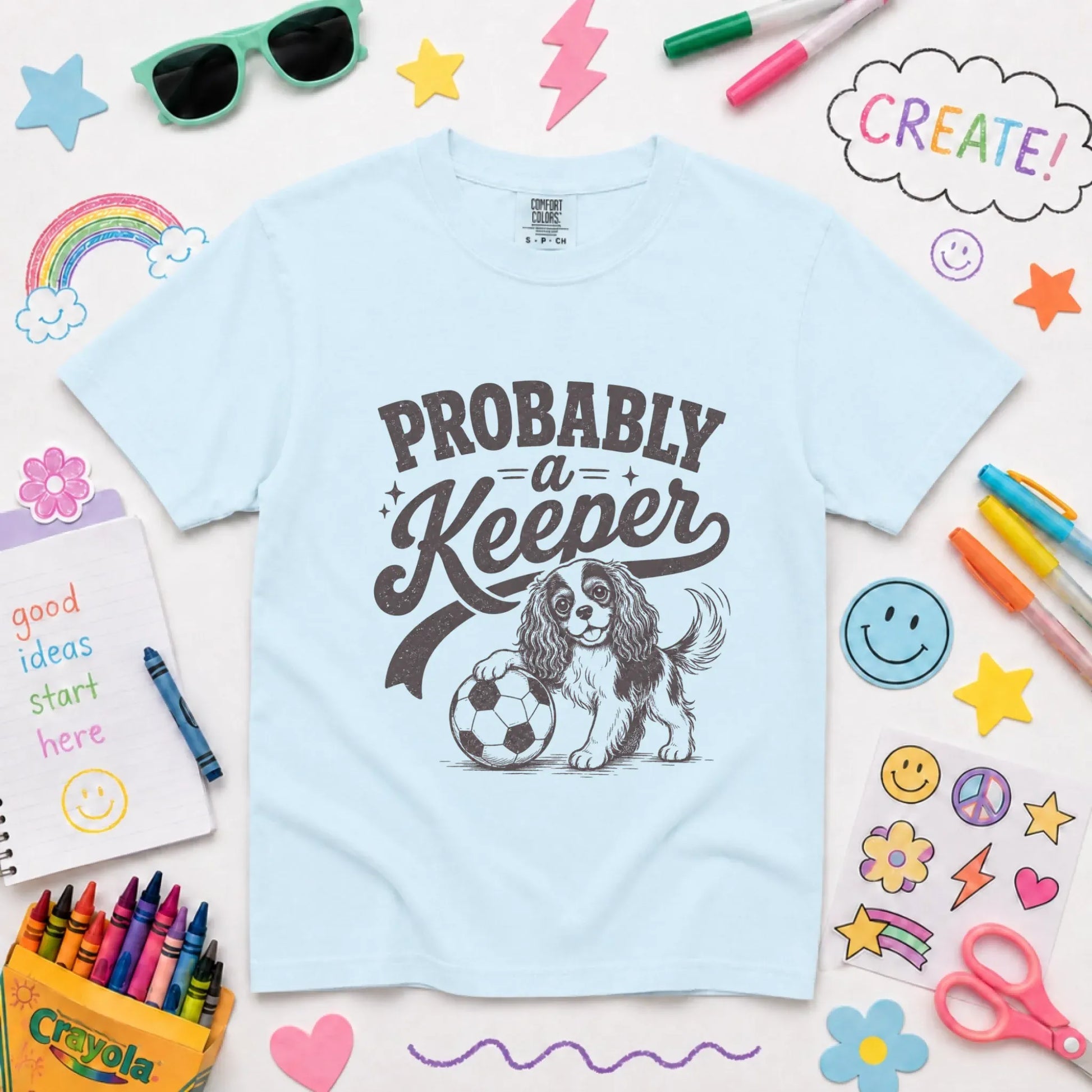 T-Shirt Chambray / XS Cavalier King Charles YOUTH Funny Soccer Keeper Unisex T-Shirt