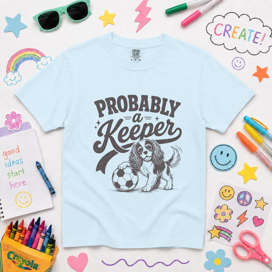 Cavalier King Charles YOUTH Funny Soccer Keeper Unisex T-Shirt Chambray