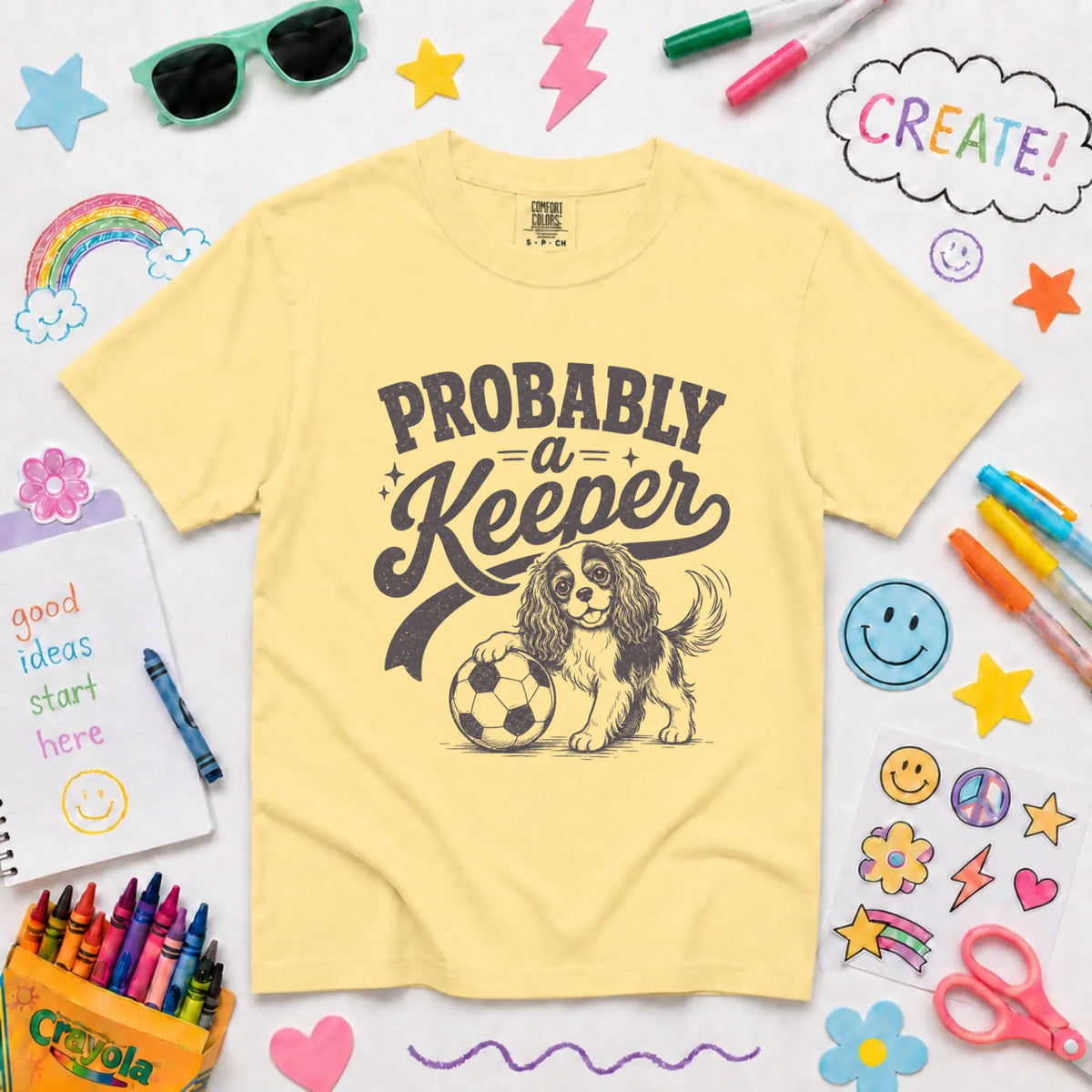 Cavalier King Charles YOUTH Funny Soccer Keeper Unisex T-Shirt NEW Youth Midweight Tee Butter