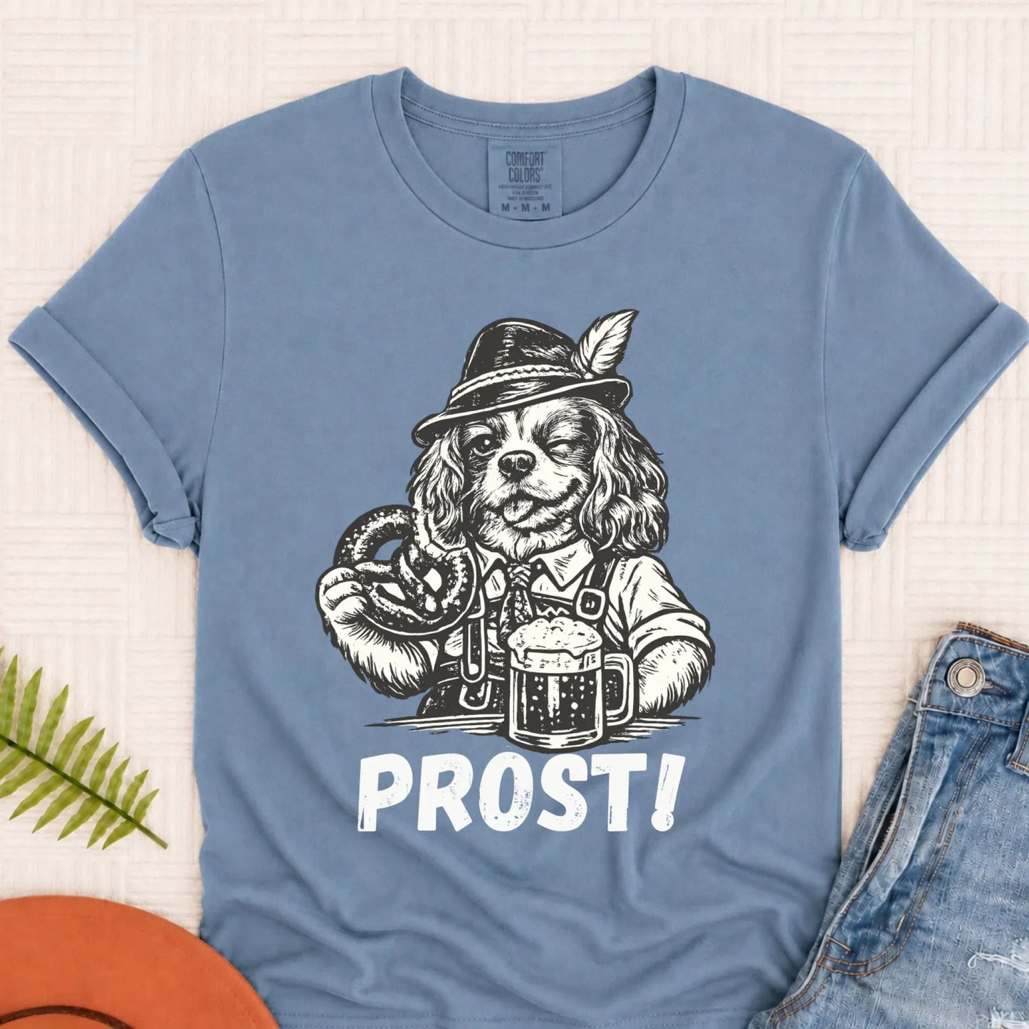 Cavalier King Germany Oktoberfest Unisex TShirt Blue Jean