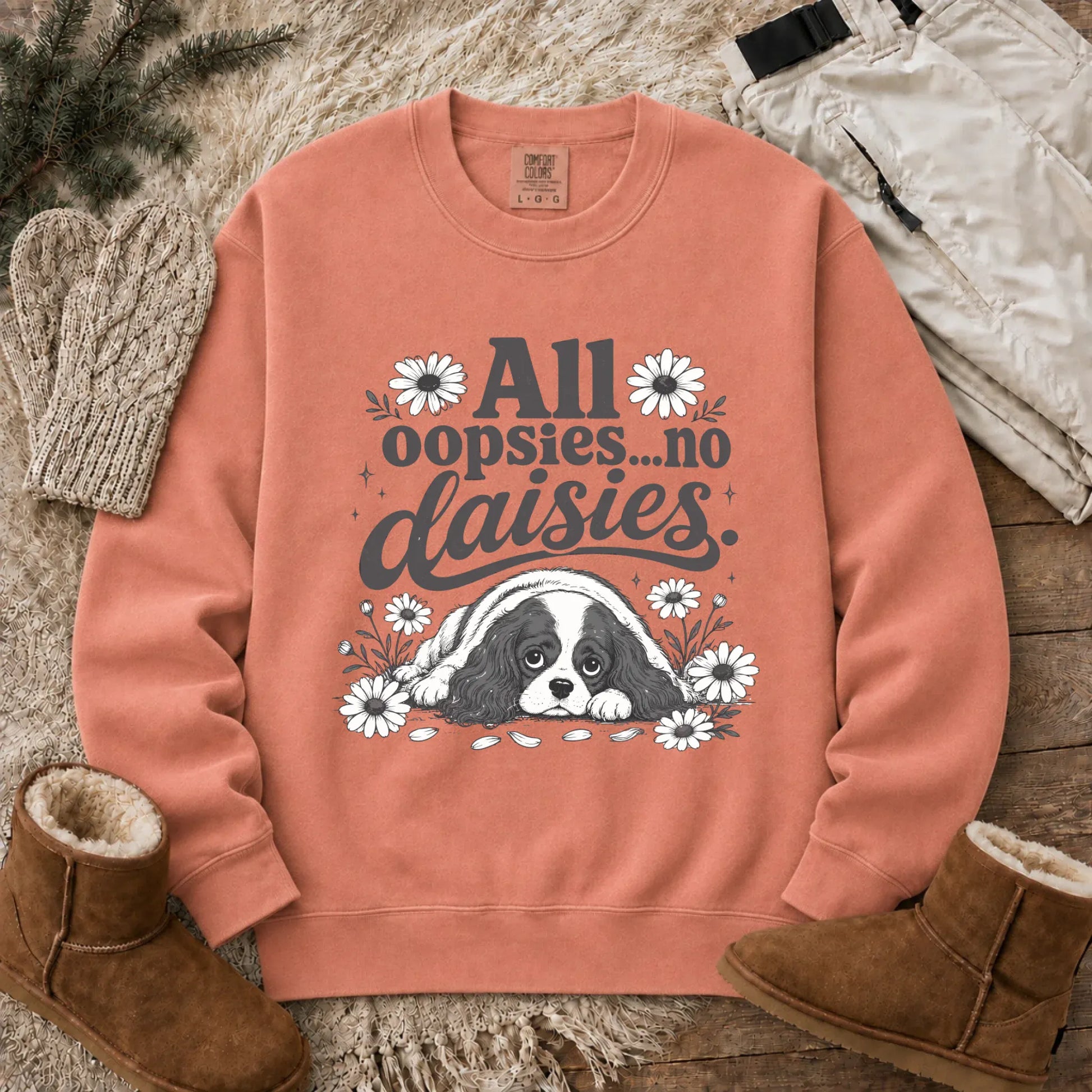 Sweatshirt Terracotta / S Cavalier King Oopsie Daisies Unisex Sweatshirt
