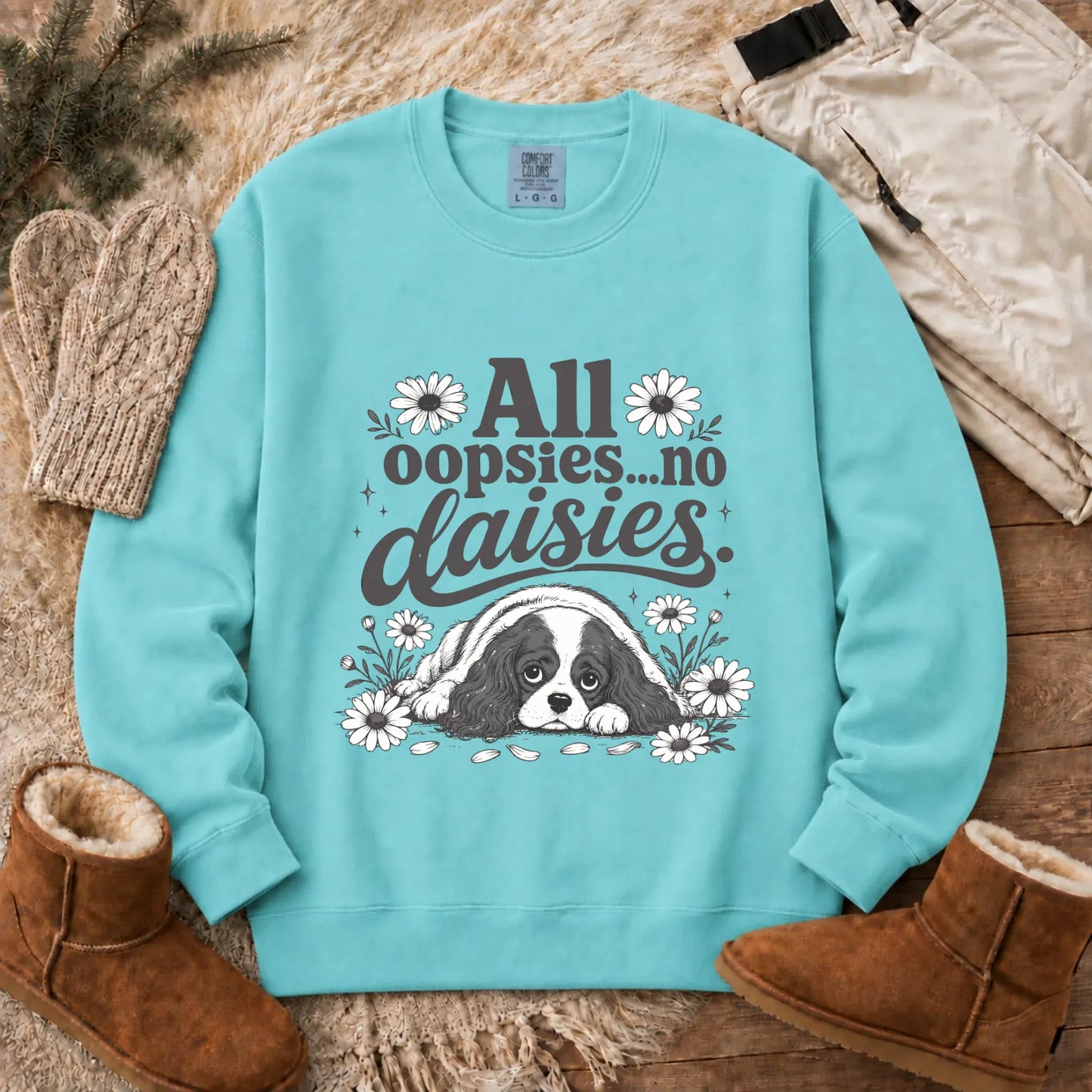Sweatshirt Chalky Mint / S Cavalier King Oopsie Daisies Unisex Sweatshirt