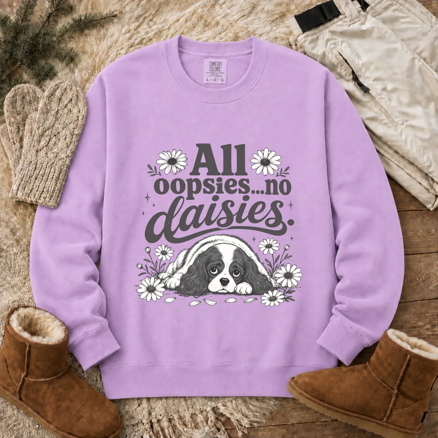 Sweatshirt Orchid / S Cavalier King Oopsie Daisies Unisex Sweatshirt