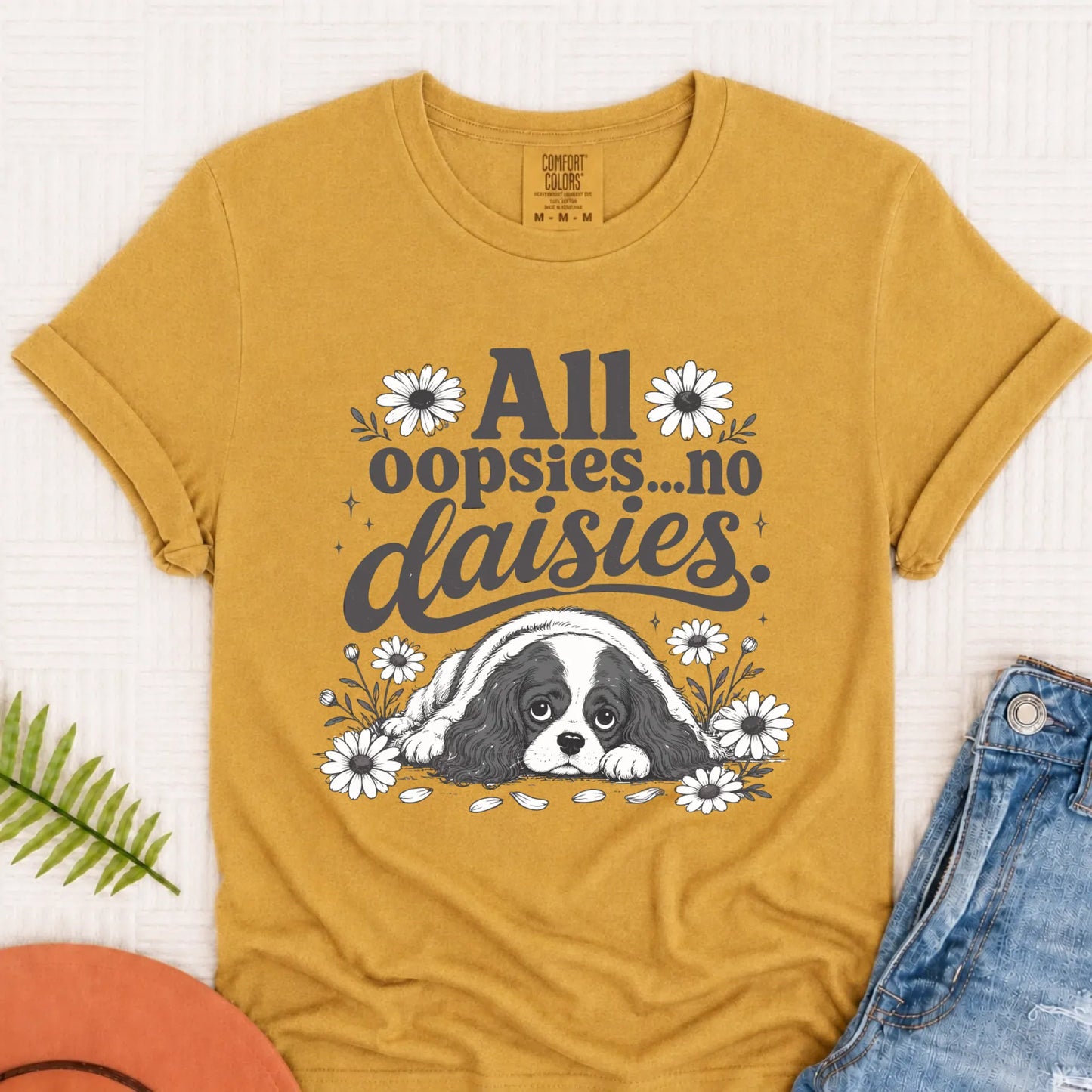 T-Shirt Mustard / S Cavalier King Oopsie Daisies Unisex TShirt