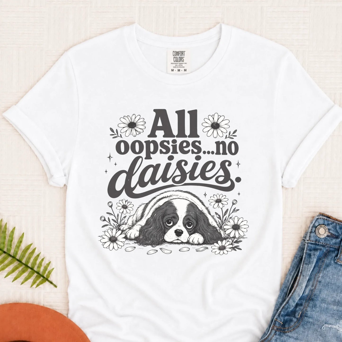 T-Shirt White / S Cavalier King Oopsie Daisies Unisex TShirt