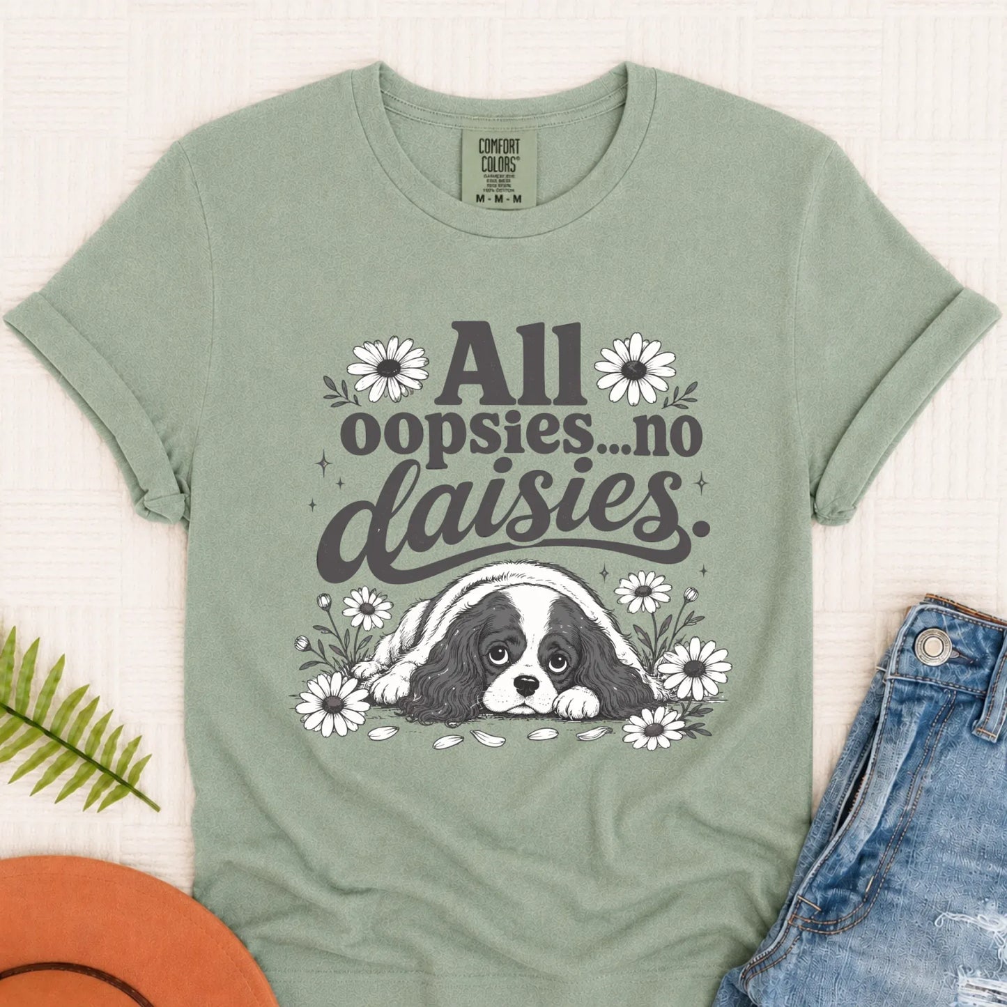 T-Shirt Bay / S Cavalier King Oopsie Daisies Unisex TShirt