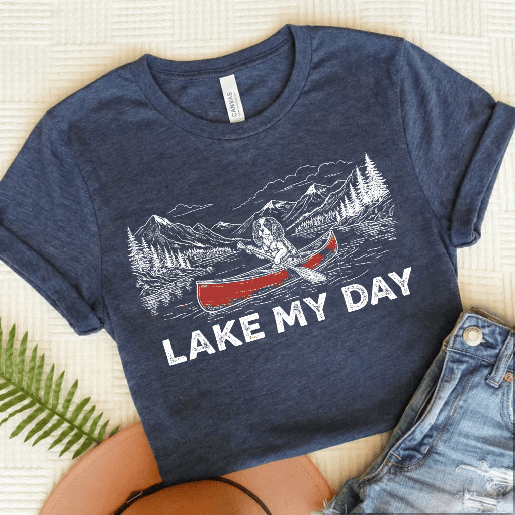 Cavalier Lake Canoe Unisex TShirt Heather Navy