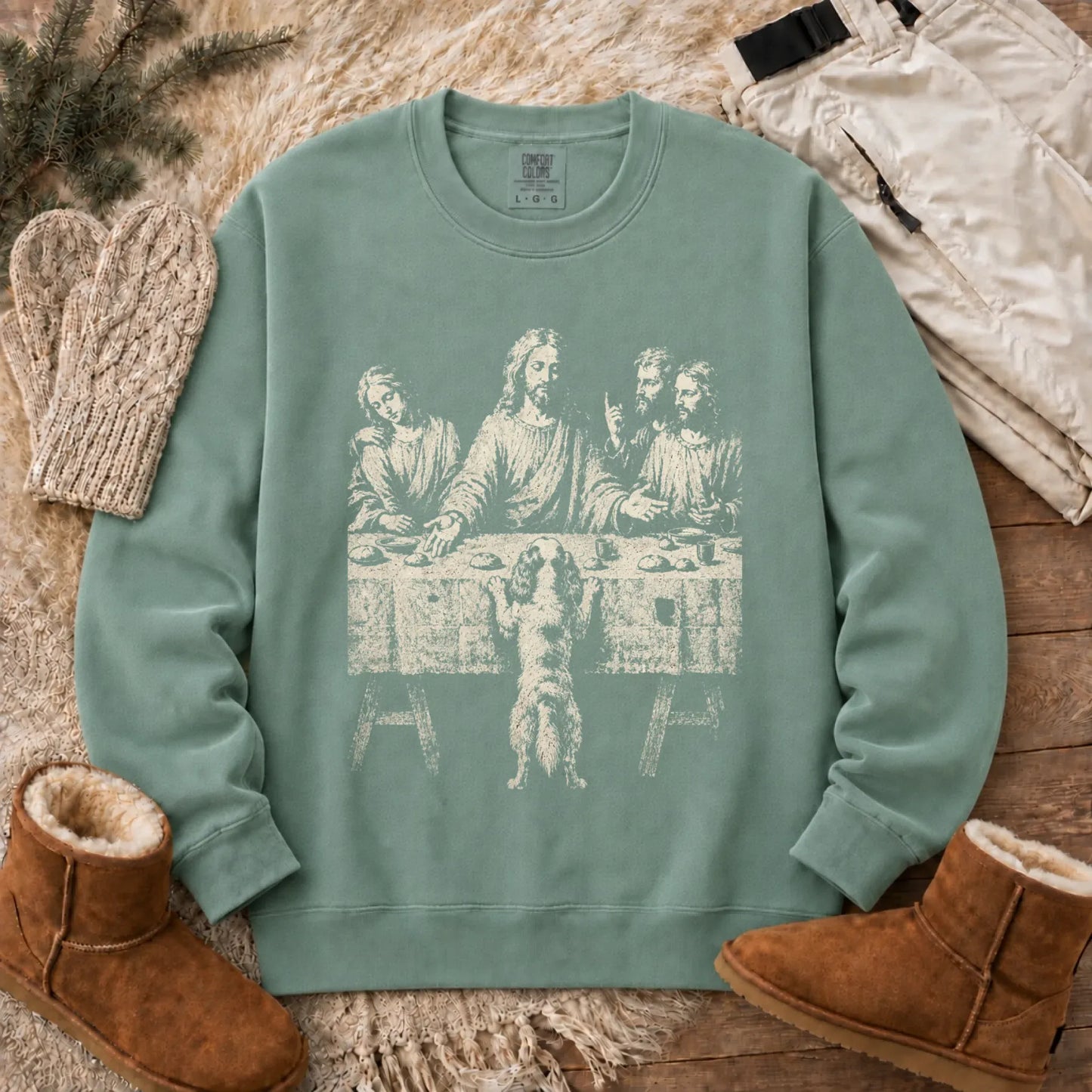 Sweatshirt Light Green / S Cavalier Last Supper Grunge Unisex Tshirt