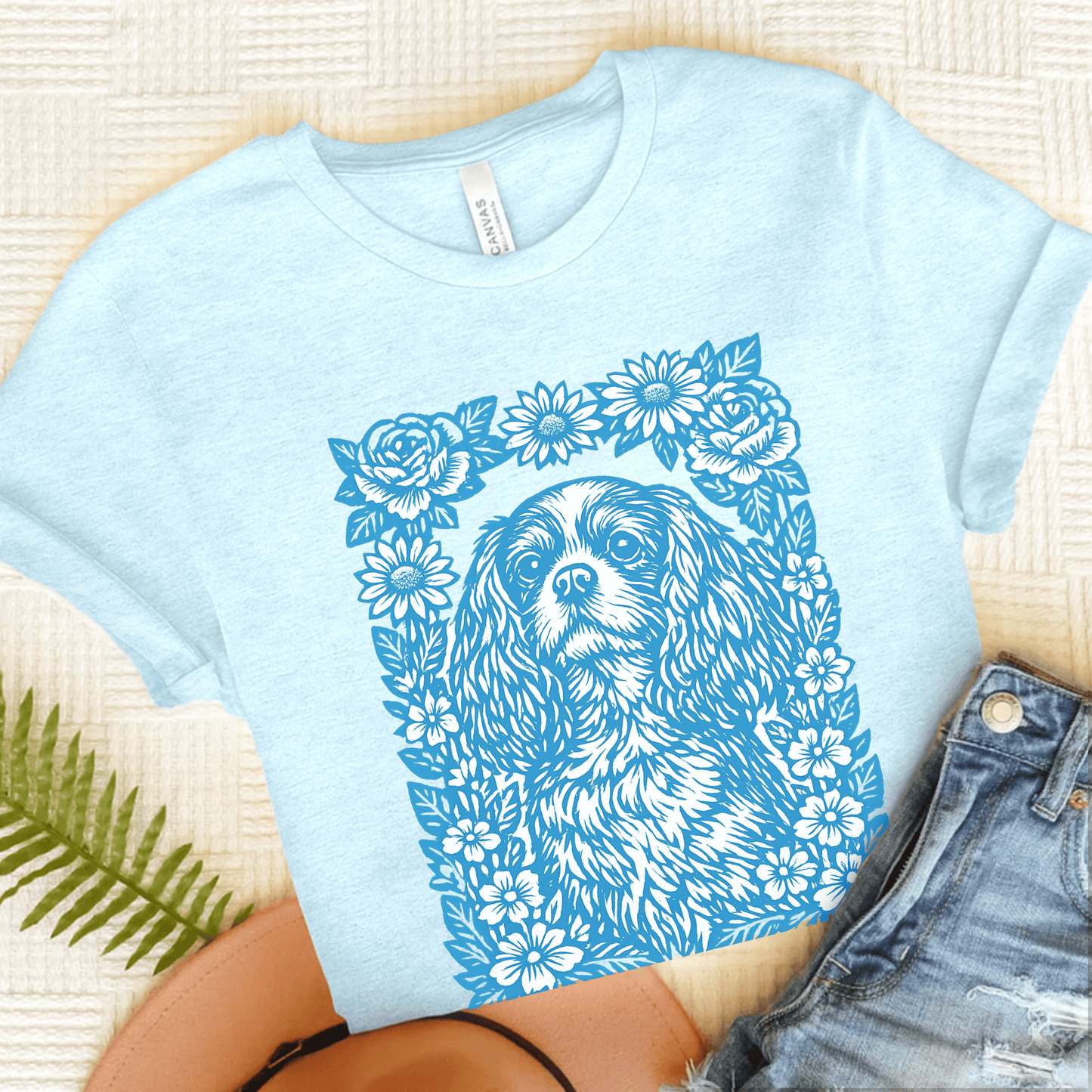 Cavalier Blue Garden Unisex TShirt Heather Ice Blue