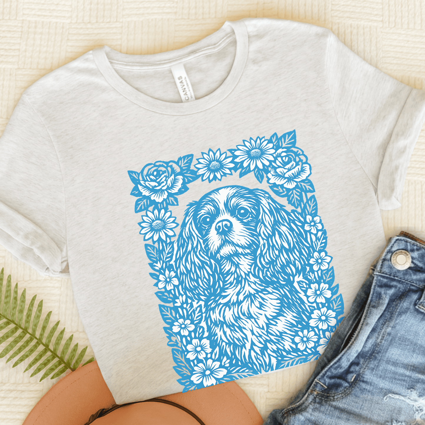 Cavalier Blue Garden Unisex TShirt Ash