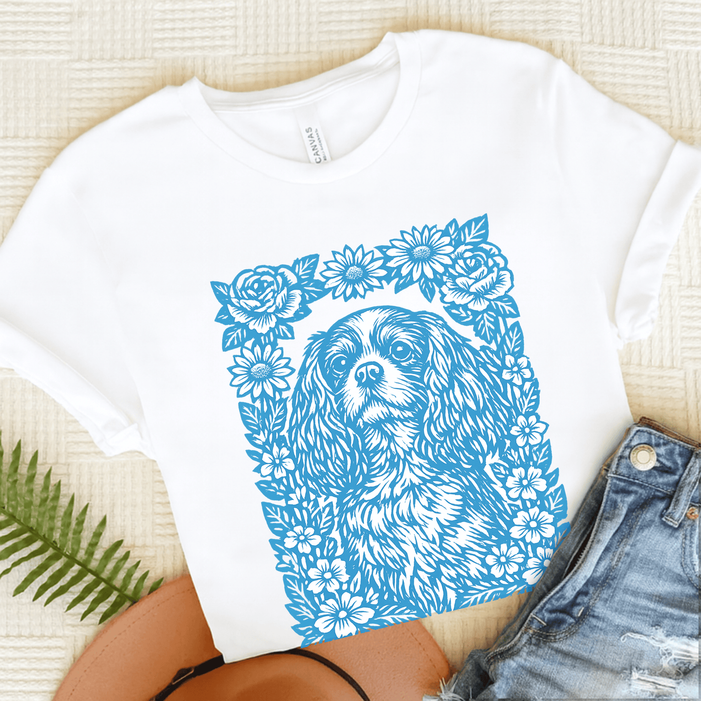 Cavalier Blue Garden Unisex TShirt White