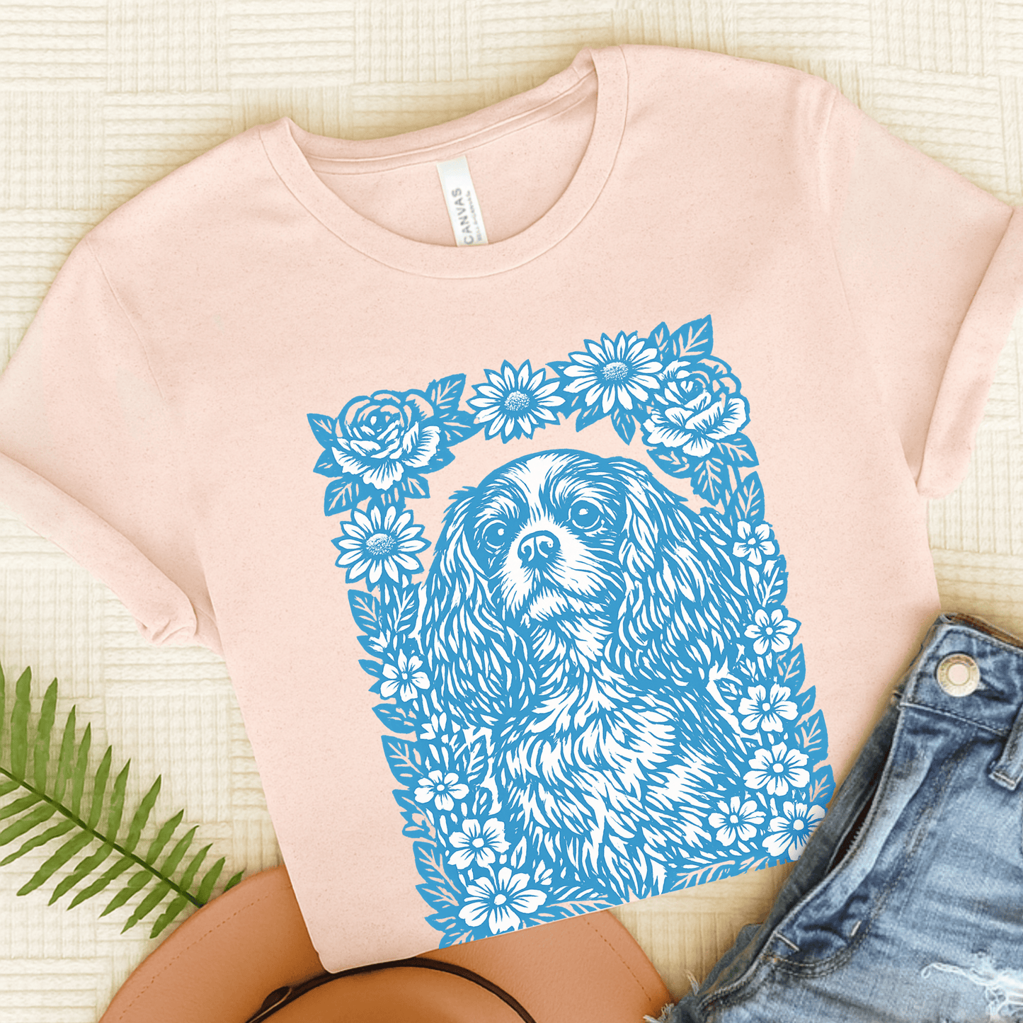 Cavalier Blue Garden Unisex TShirt Soft Pink