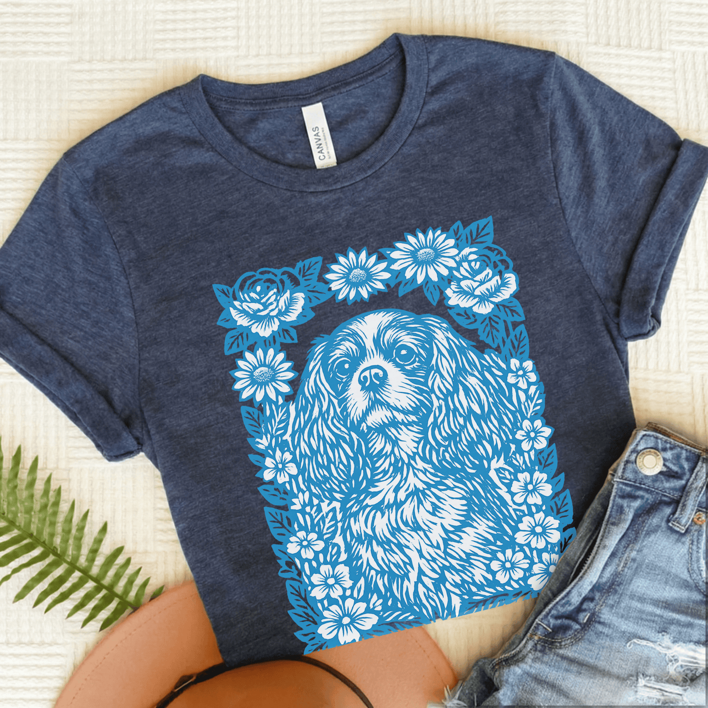 Cavalier Blue Garden Unisex TShirt Heather Navy