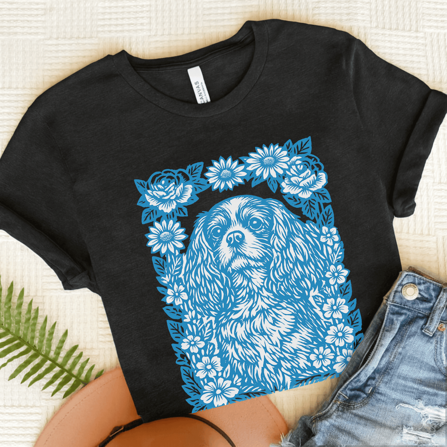 Cavalier Blue Garden Unisex TShirt Dark Grey Heather