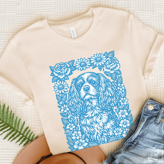 Cavalier Blue Garden Unisex TShirt Natural