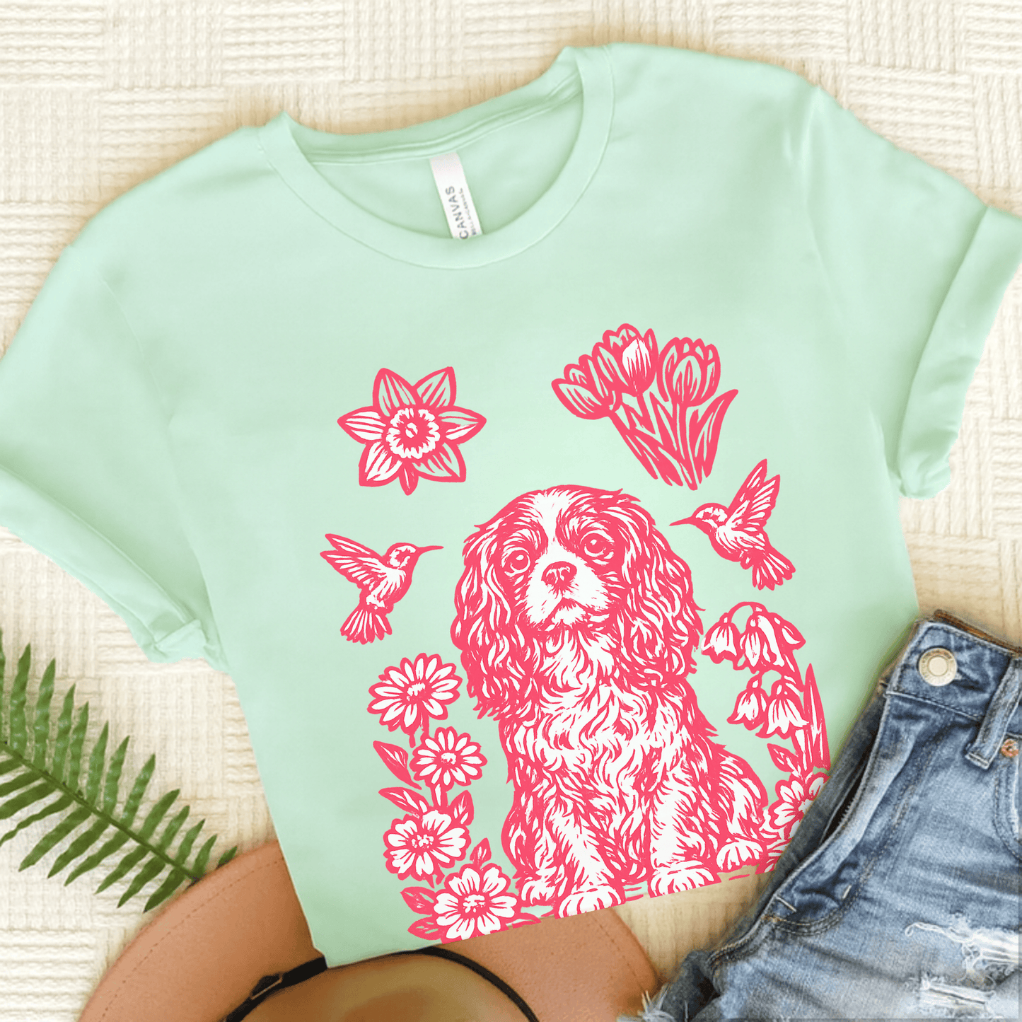Cavalier Hummingbirds Unisex TShirt Heather Mint