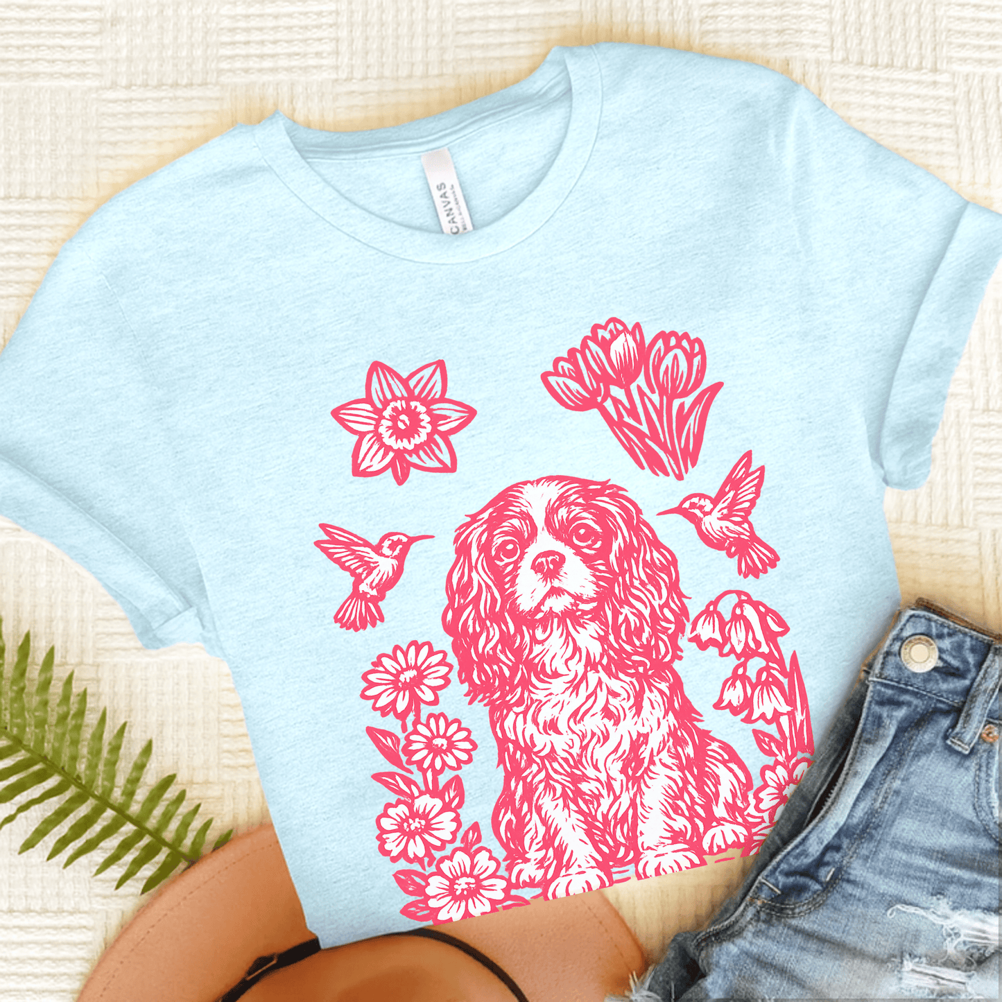 Cavalier Hummingbirds Unisex TShirt Heather Ice Blue