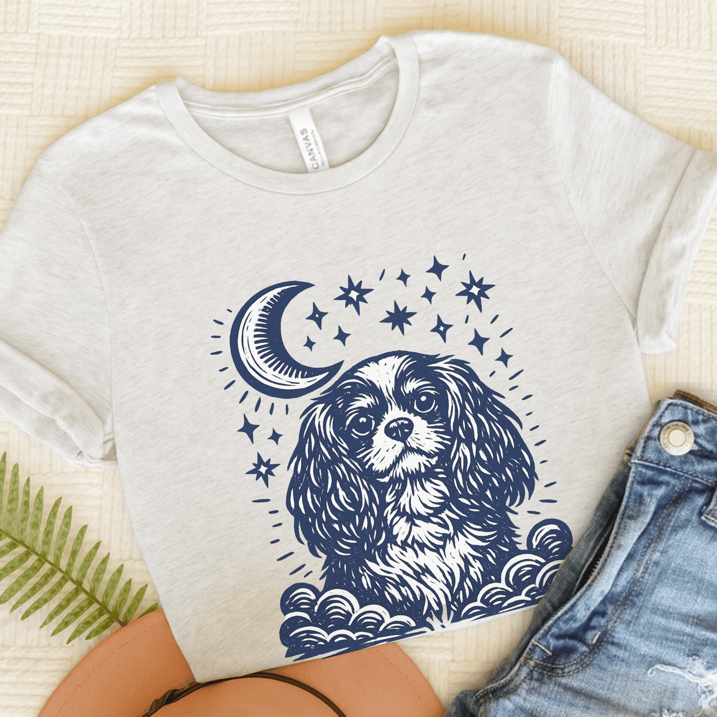 Cavalier Moon and Stars Unisex TShirt Ash