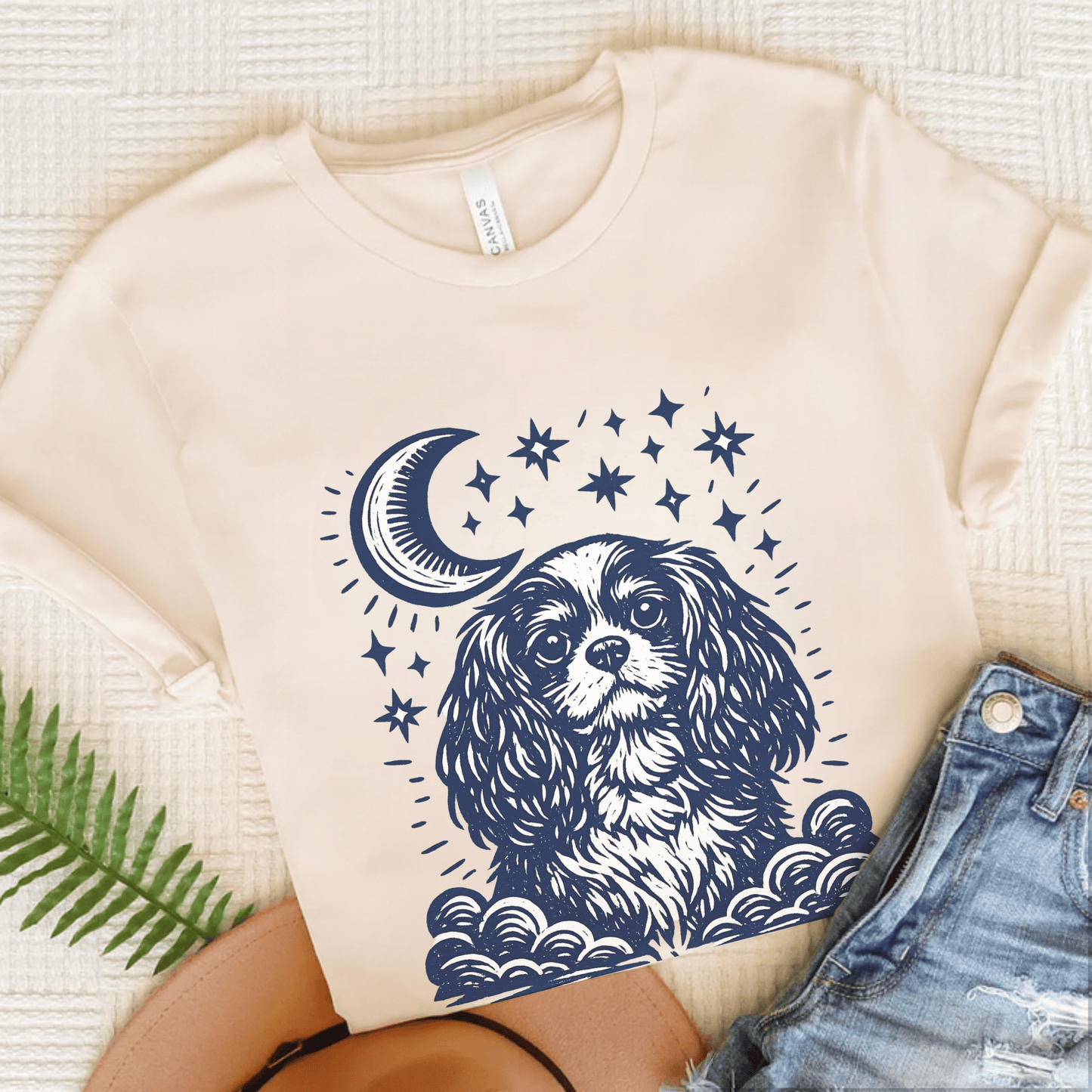 Cavalier Moon and Stars Unisex TShirt Natural