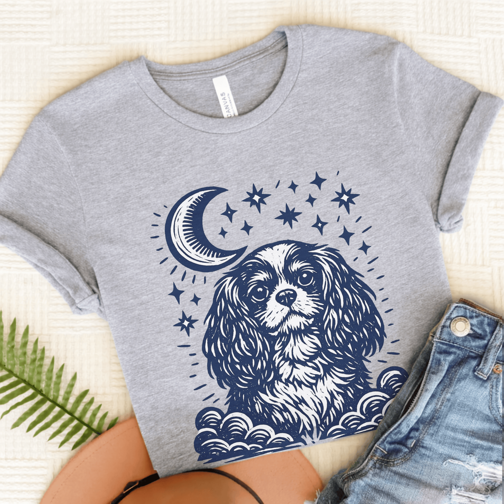 Cavalier Moon and Stars Unisex TShirt Athletic Heather