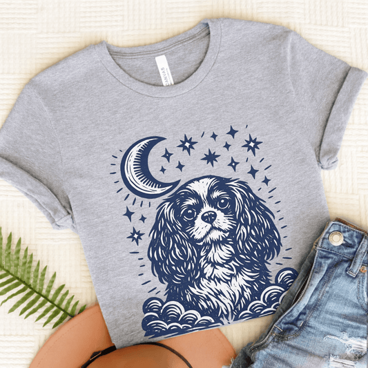 Cavalier Moon and Stars Unisex TShirt Athletic Heather