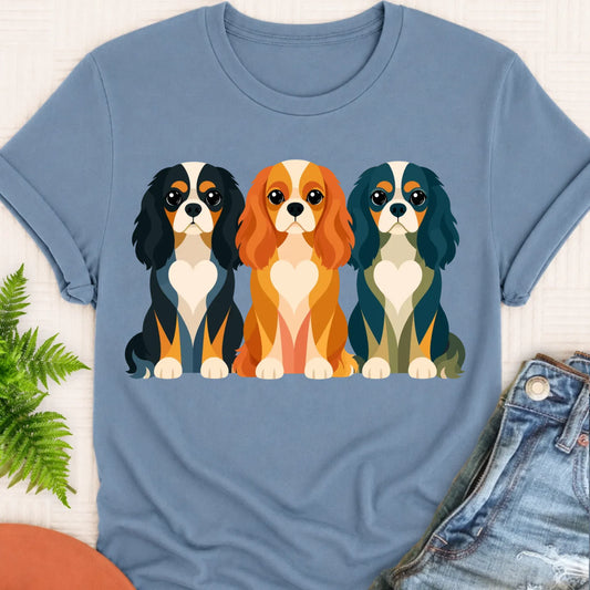 Cavalier Little Hearts Unisex TShirt Blue Jean