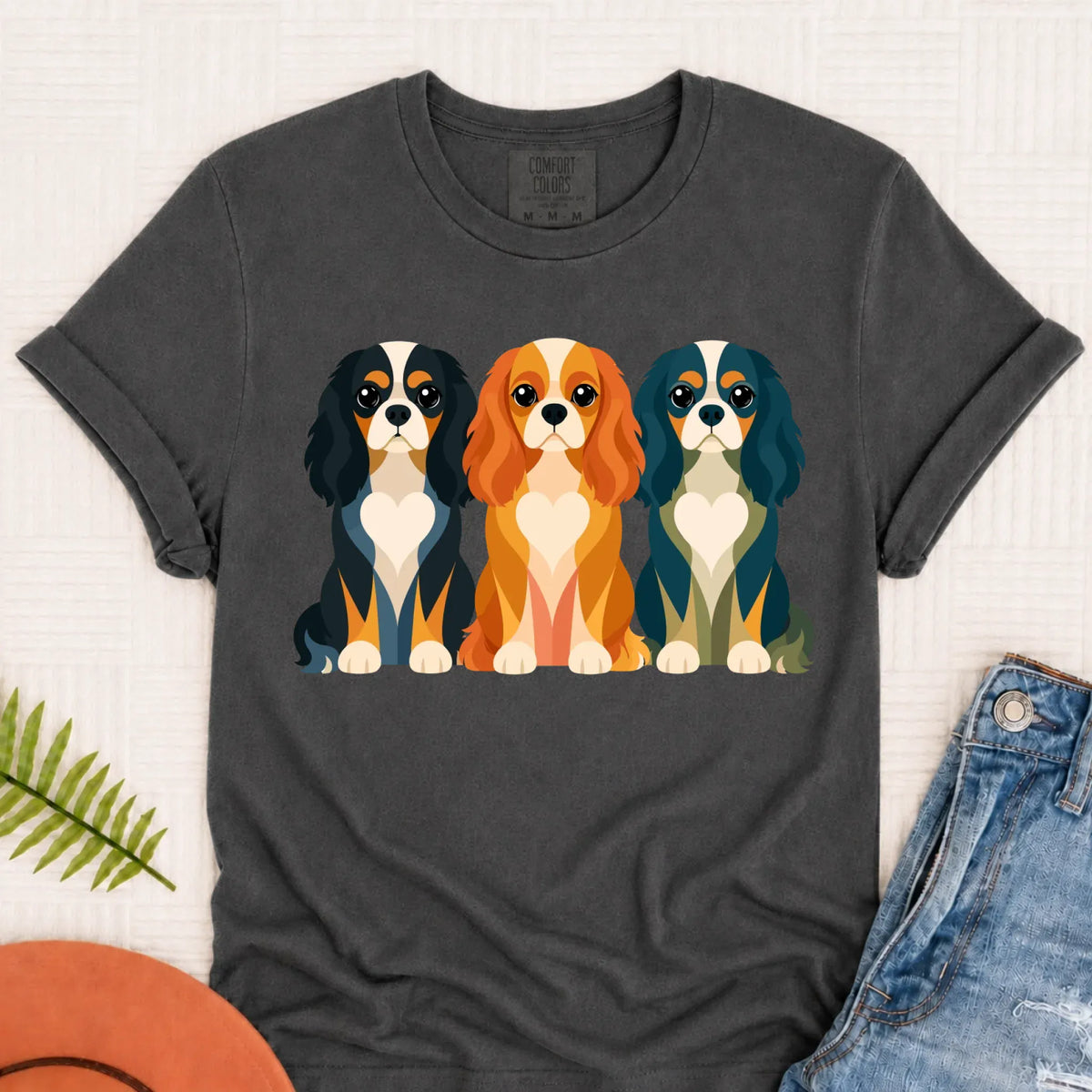Cavalier Little Hearts Unisex TShirt Pepper