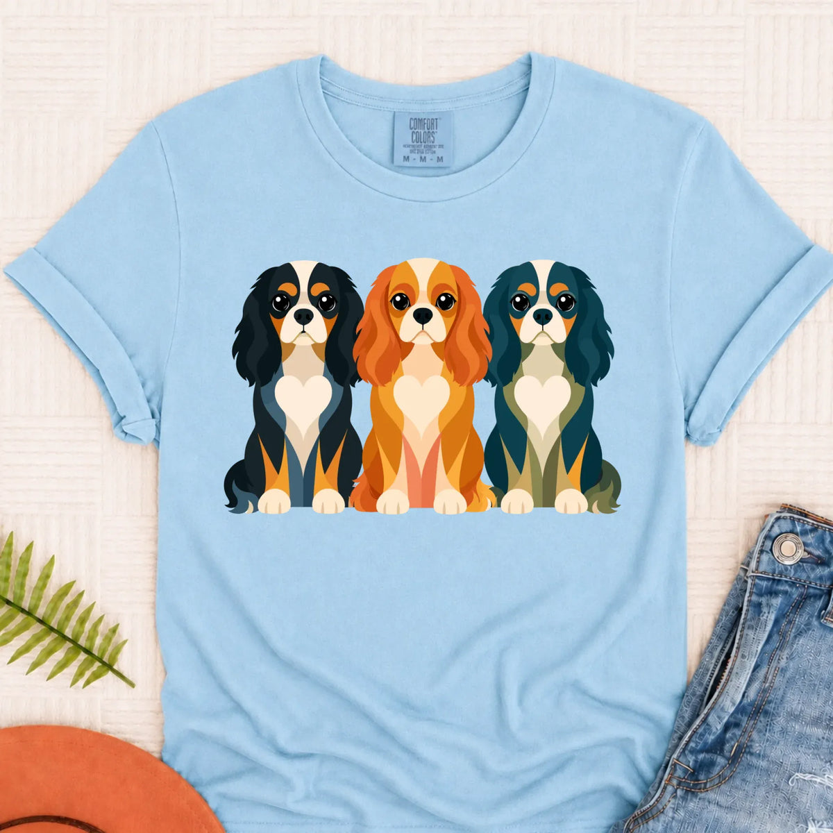 Cavalier Little Hearts Unisex TShirt Chambray