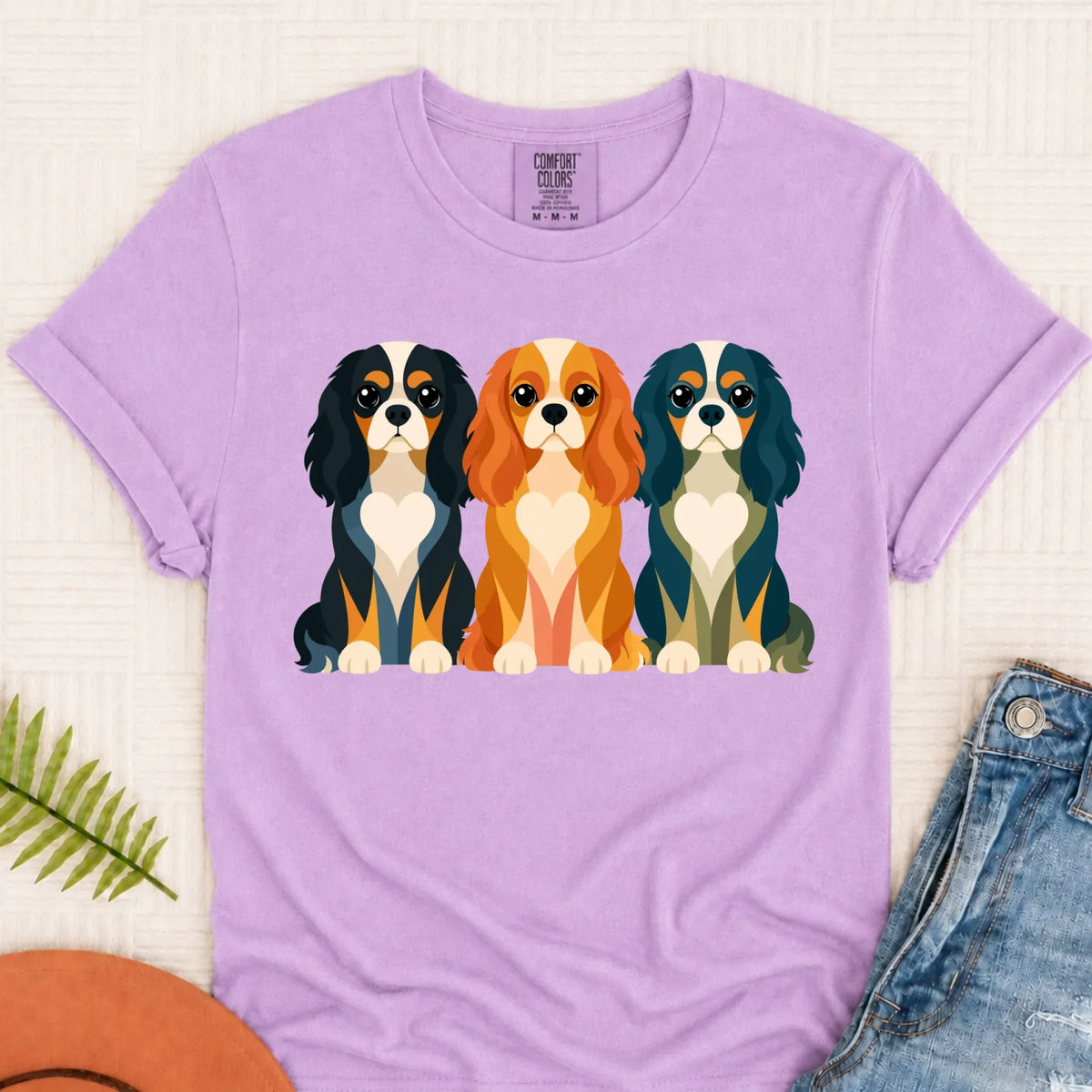Cavalier Little Hearts Unisex TShirt Orchid