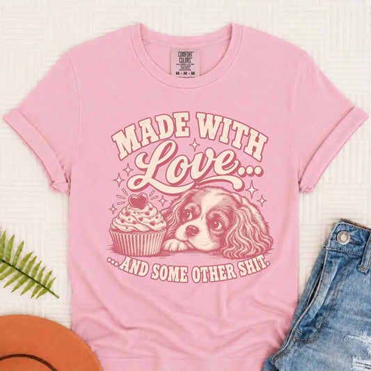 Cavalier Made with Love Cupcakes Unisex Tshirt Blossom