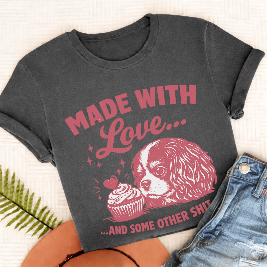Cavalier Made with Love Unisex TShirt Comfort Colors Pepper