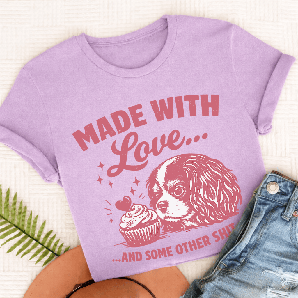 Cavalier Made with Love Unisex TShirt Comfort Colors Orchid