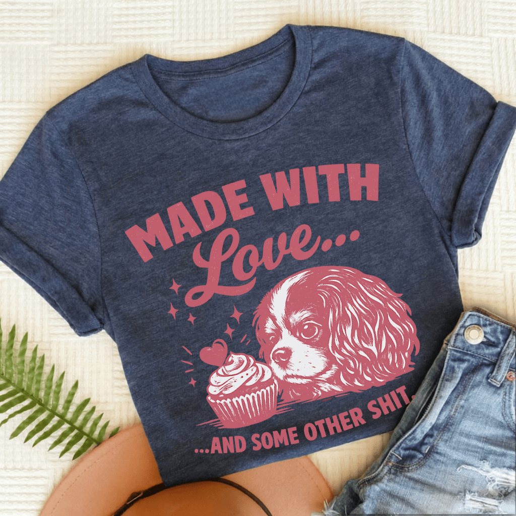 Cavalier Made with Love Unisex TShirt Heather Navy