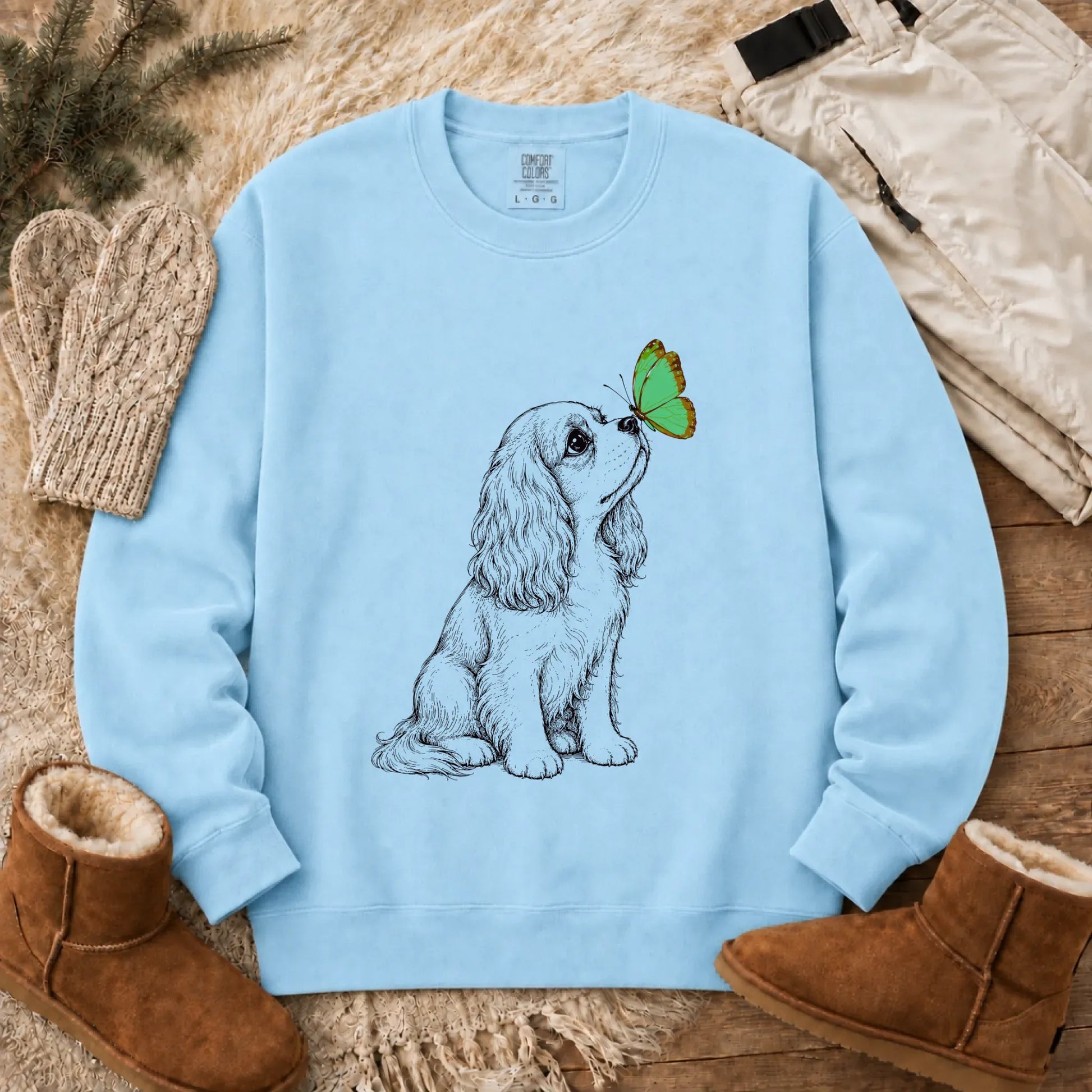Sweatshirt Chambray / S Cavalier Minimal Spring Butterfly Unisex Sweatshirt