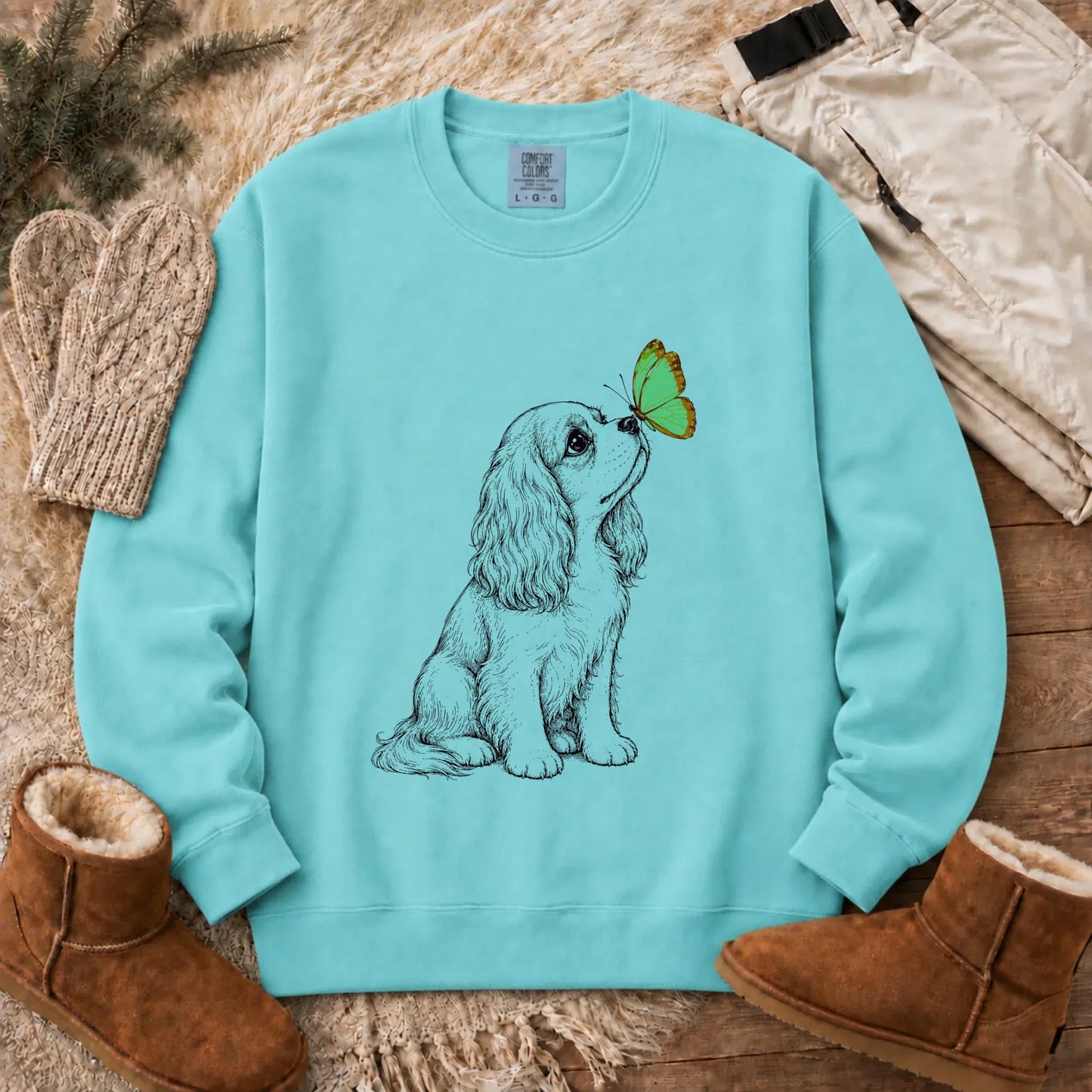 Sweatshirt Chalky Mint / S Cavalier Minimal Spring Butterfly Unisex Sweatshirt