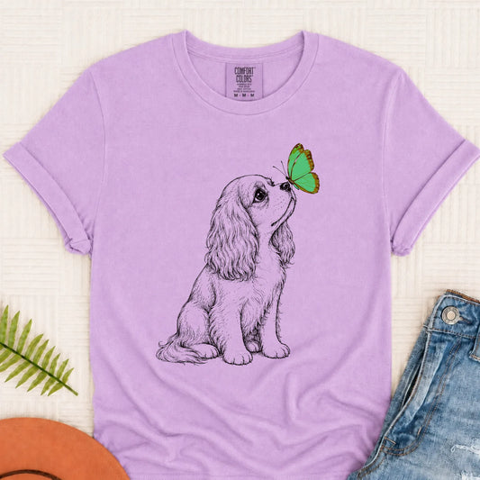 Cavalier Minimal Spring Butterfly Unisex TShirt Orchid