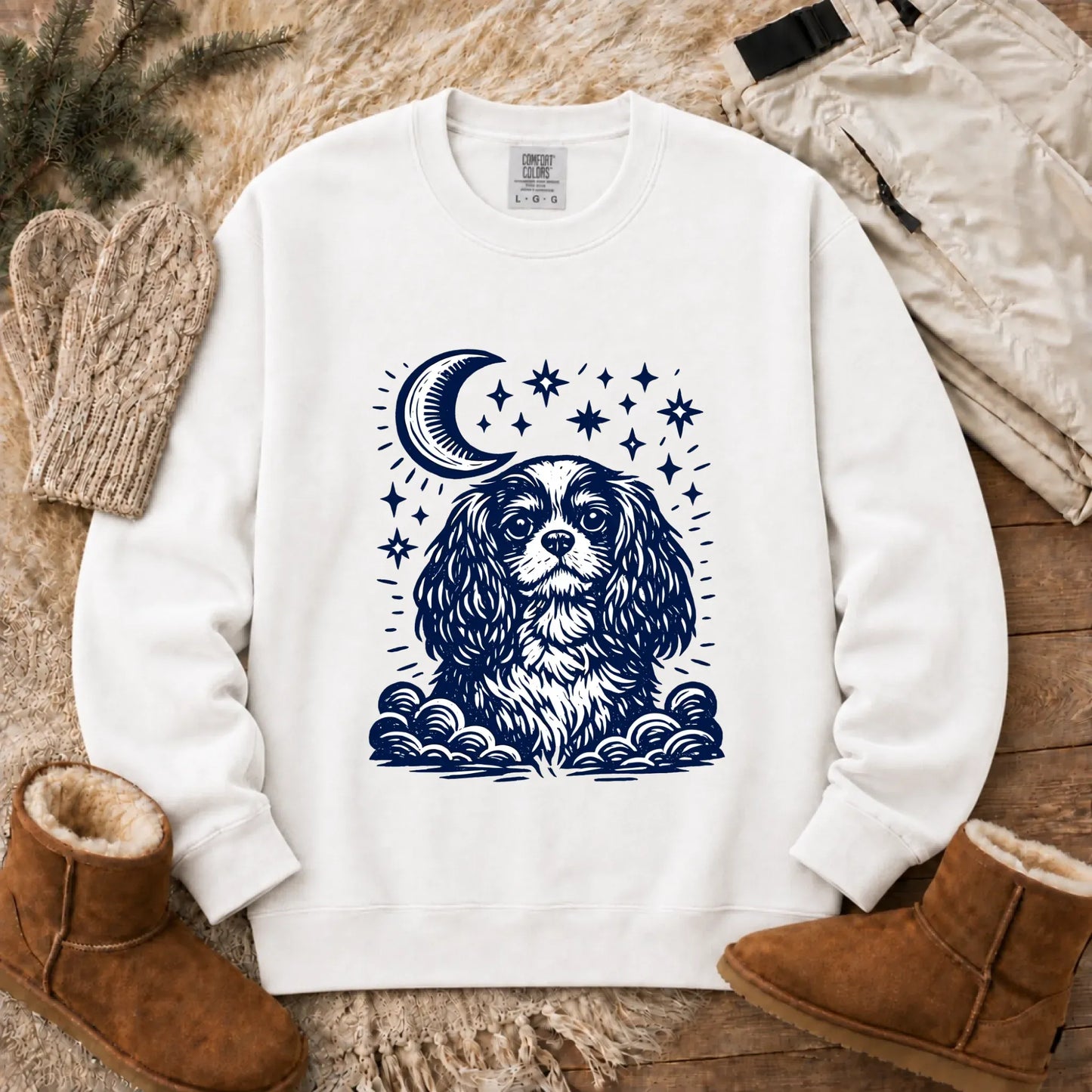 Sweatshirt White / S Cavalier Moon and Stars Nighttime Unisex Sweatshirt