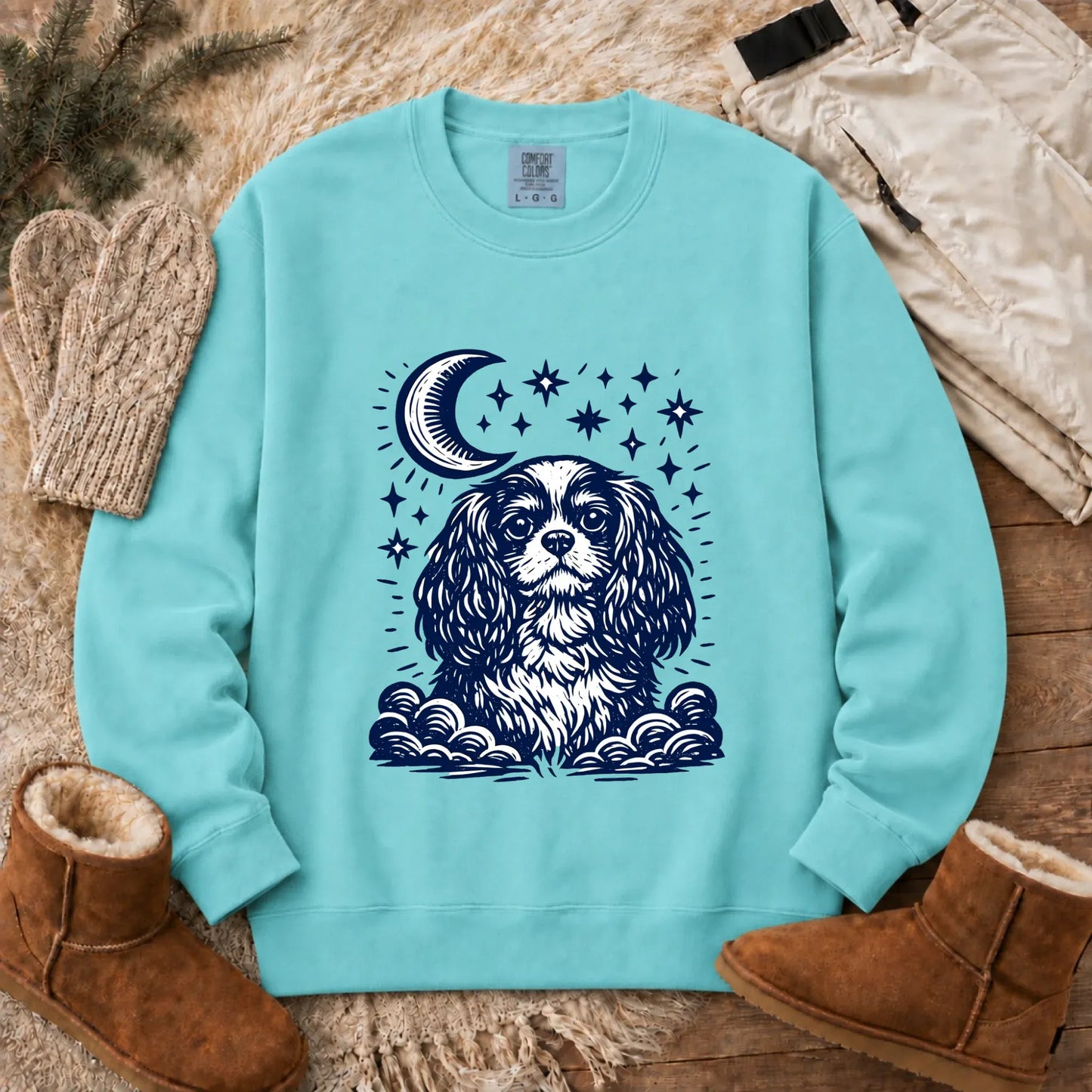 Sweatshirt Chalky Mint / S Cavalier Moon and Stars Nighttime Unisex Sweatshirt
