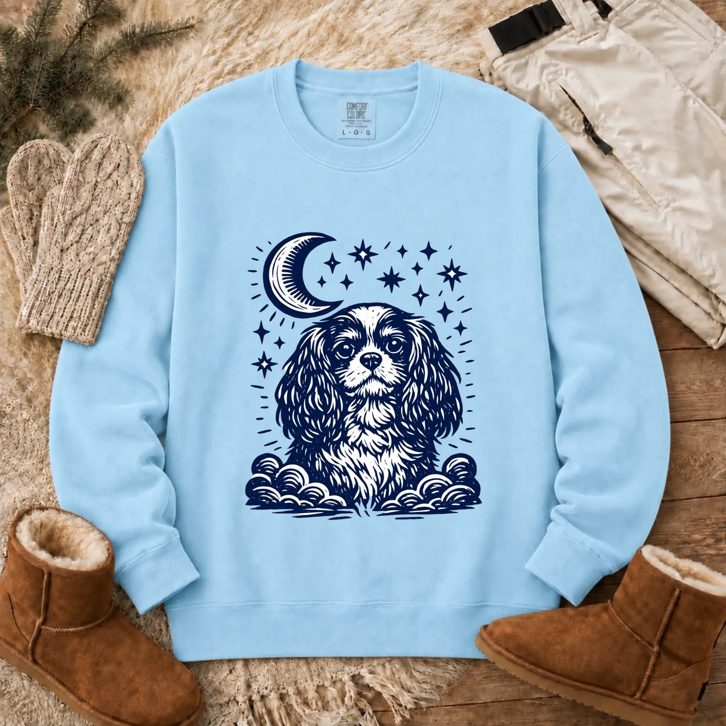 Sweatshirt Chambray / S Cavalier Moon and Stars Nighttime Unisex Sweatshirt