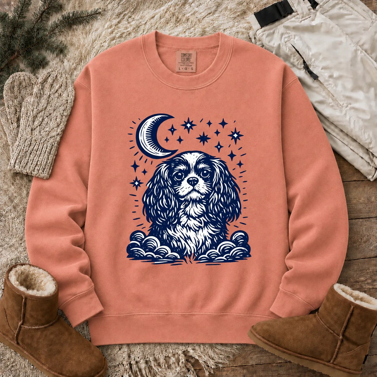 Sweatshirt Terracotta / S Cavalier Moon and Stars Nighttime Unisex Sweatshirt