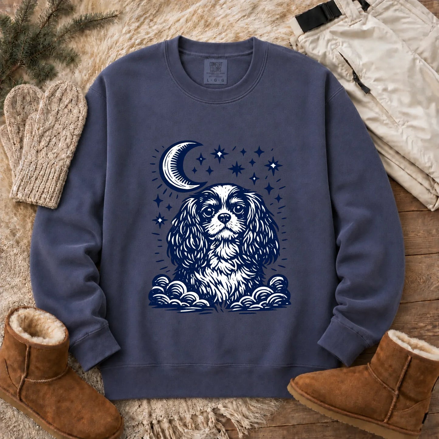 Sweatshirt Denim / S Cavalier Moon and Stars Nighttime Unisex Sweatshirt