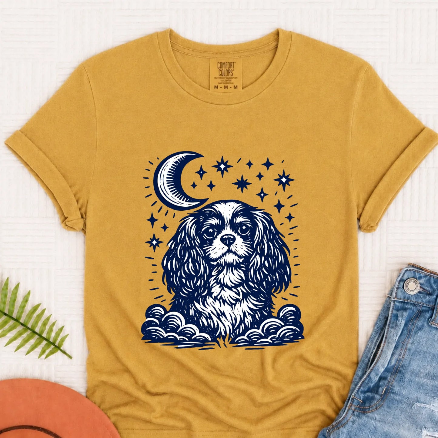 T-Shirt Mustard / S Cavalier Moon and Stars Nighttime Unisex Tshirt