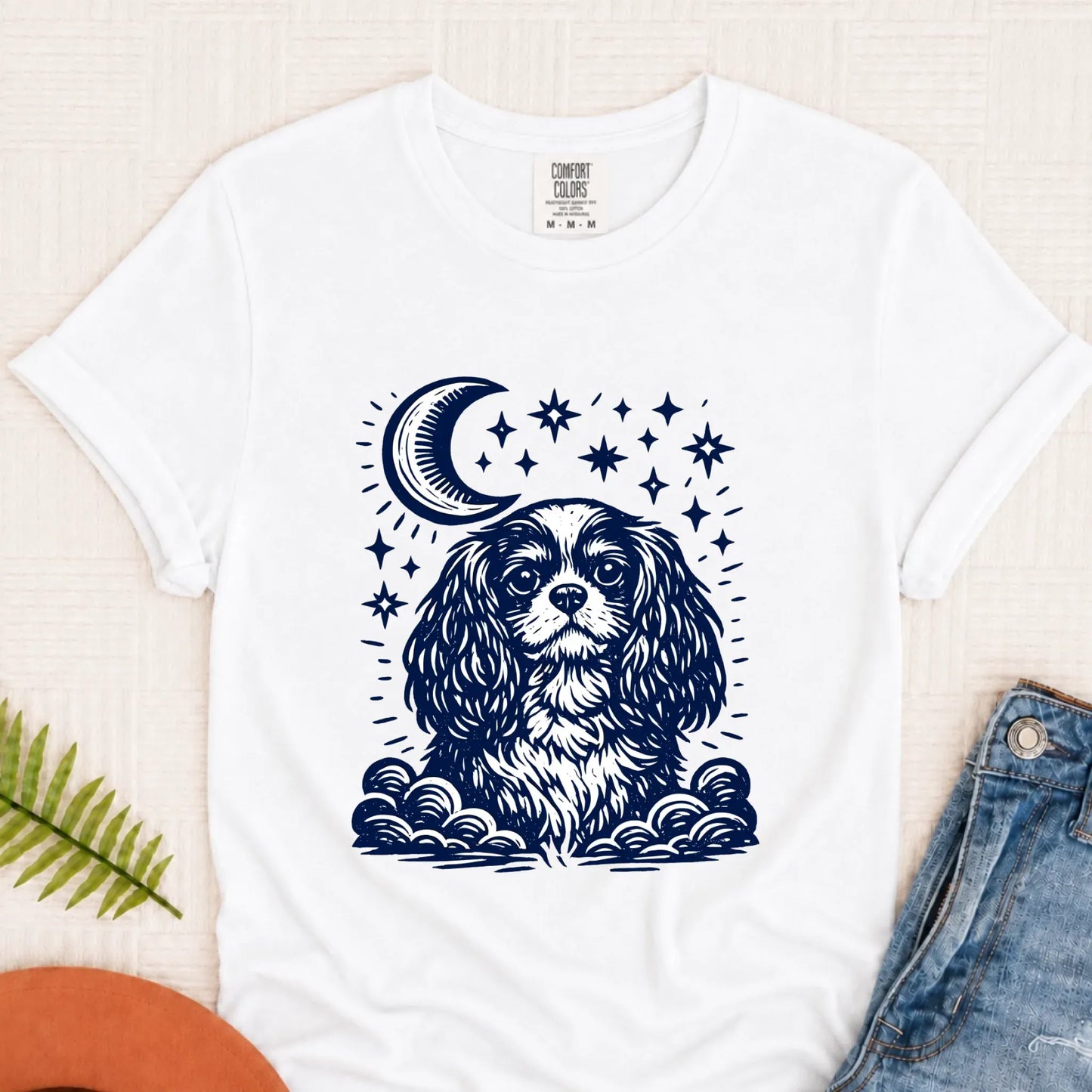 T-Shirt White / S Cavalier Moon and Stars Nighttime Unisex Tshirt