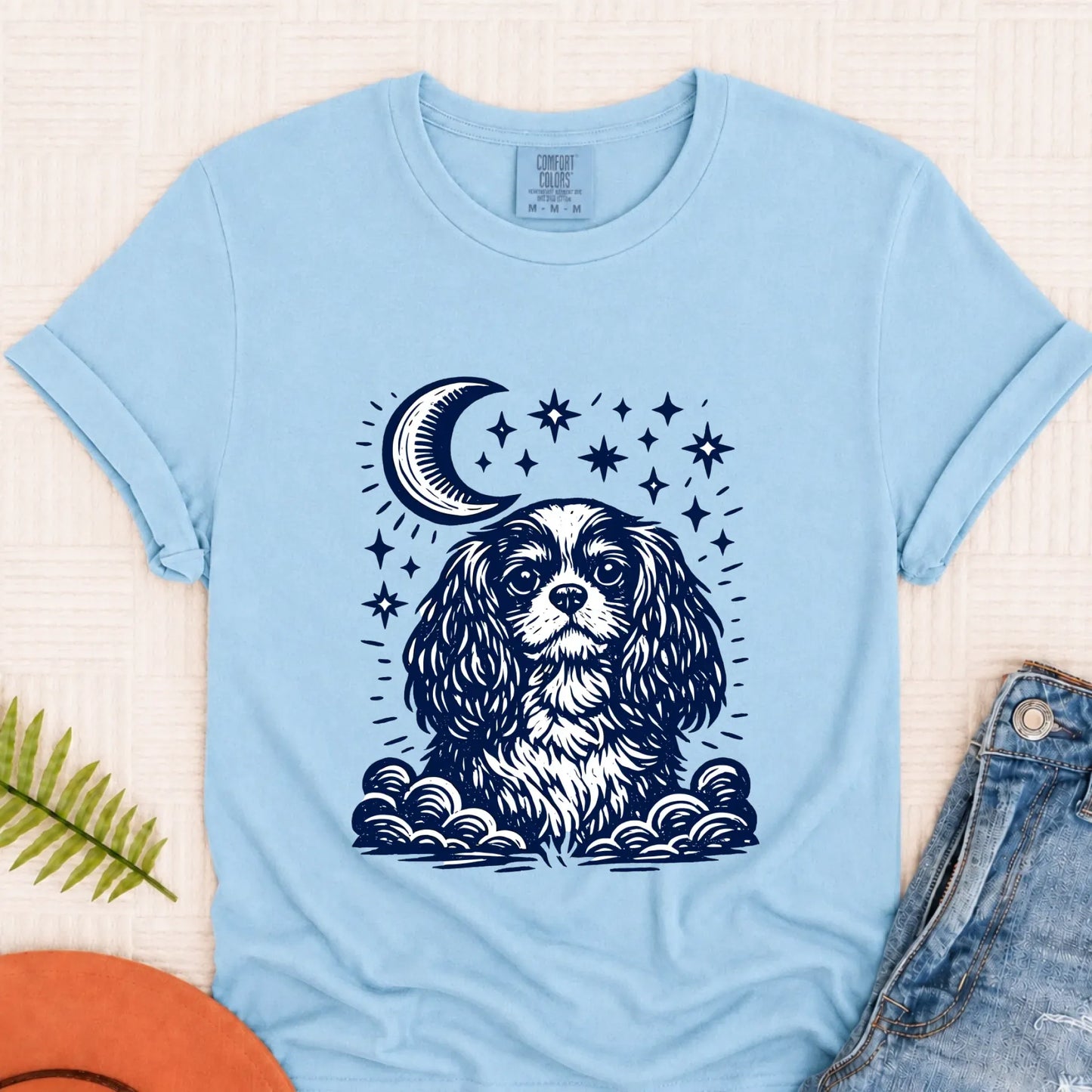T-Shirt Chambray / S Cavalier Moon and Stars Nighttime Unisex Tshirt