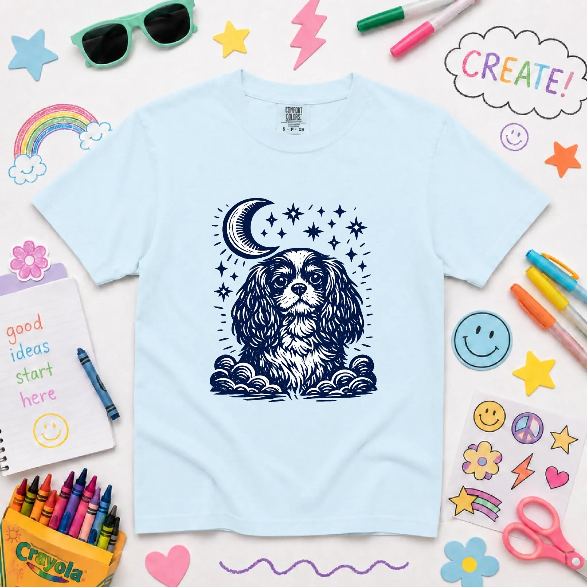Youth Tshirt Chambray / XS Cavalier Moon and Stars Nighttime Unisex YOUTH Tshirt